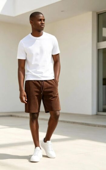 Chocolate brown corduroy sweatshorts – Violet Style Hub