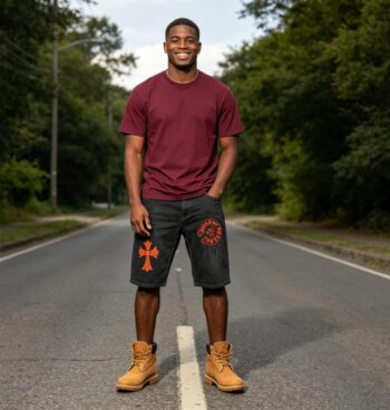 Dark wash Street Cross denim jorts – Violet Style Hub