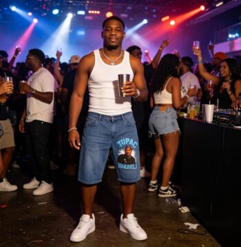 Medium wash Tupac Makaveli graphic denim jorts – Violet Style Hub